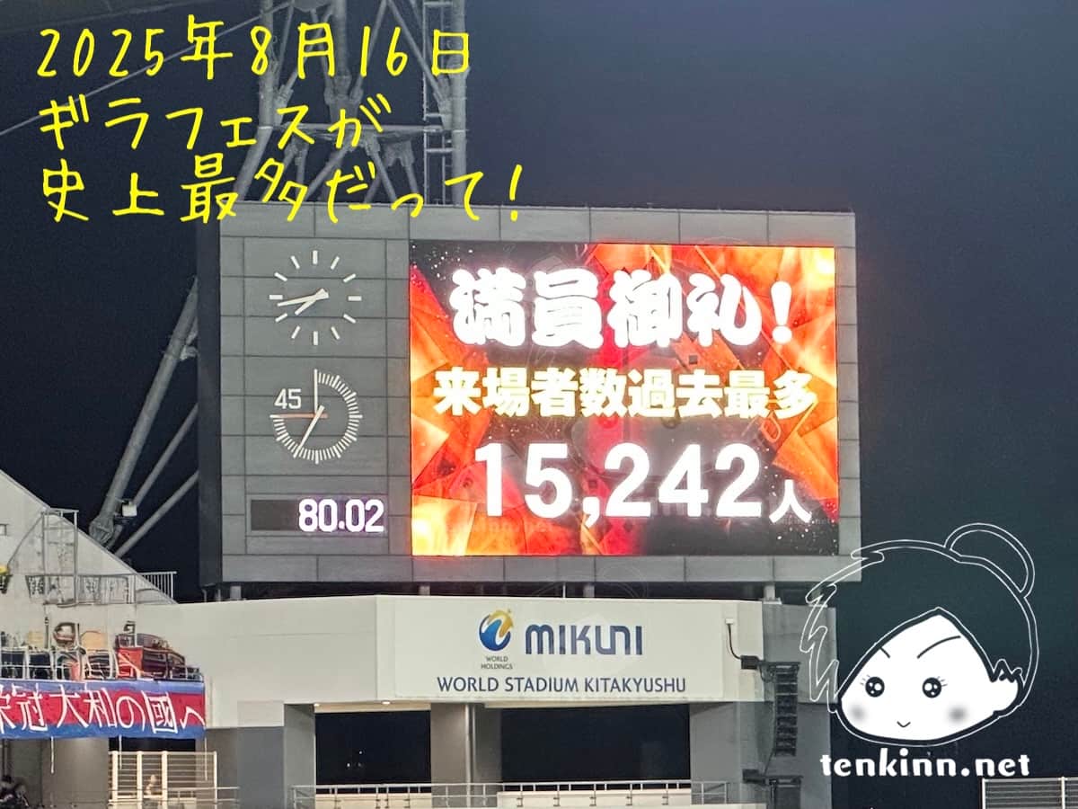 ギラヴァンツ北九州の過去最多の観客動員数は、2025年8月16日のギラフェスだった