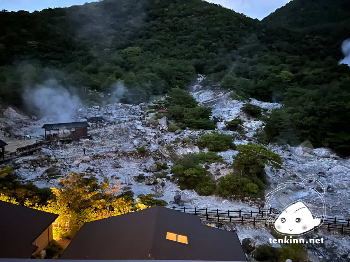 雲仙＆小浜温泉客室露天風呂付き高級宿ランキング、Mt.Resort 雲仙九州ホテルに泊まってきた。ホテルから雲仙地獄の全貌が見れる。夜も綺麗