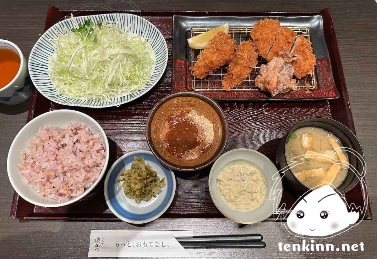 博多駅でご飯ランキング。濱かつでとんかつを食べてみた。牡蠣ふらいとチキンかつ御膳