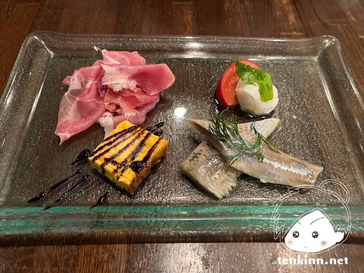 博多駅でご飯ランキング。Cantina シチリアーナを食べてみた。ディナーカンティーナコース前菜