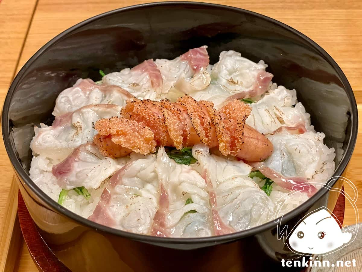 博多駅でご飯ランキング。めんたい料理博多椒房庵を食べてみた。めん鯛まぶし軽い炙り